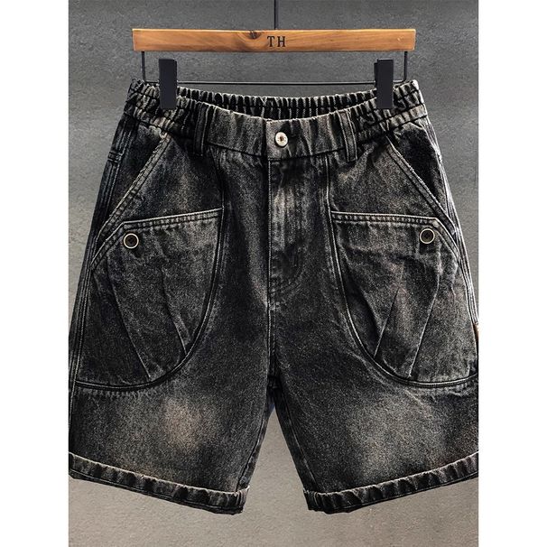 Men's Heavyweight Cargo Denim Shorts Summer Trendy Loose Fit Versatile Functional Style Large Pockets Five Point Pants_mkmklike.com