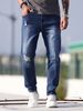 New Wish European And American Heavy Industry Washed Men's Tight Jeans Polished White European And American Straight Pants Men_mkmklike.com