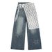 Vibe Trendy Brand Design Sense Denim Straight Long Unisex Hot Drilled Five-Pointed Star Niche Loose Wide-Leg Pants_mkmklike.com