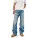 Vintage Light Blue Wide Leg Jeans For Men & Women, High Waist Straight Leg Distressed Denim Pants, Summer Washed Retro Style_mkmklike.com