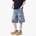 Men's Ripped Denim Shorts Summer Thin Straight Leg Casual Five Point Pants High Street Trend Style_mkmklike.com