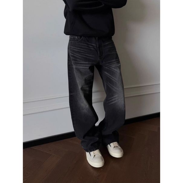 Men's 16oz High-Density Selvedge Denim Jeans - Classic Straight Fit With Cat Whiskers & Honeycomb Wash (Black, M/L/Xl/Xxl)_mkmklike.com