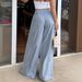 Light Blue Washed Wide Leg Jeans for Women Elastic Waist Vertical Stripe Design Loose Fit Versatile YT02_mkmklike.com