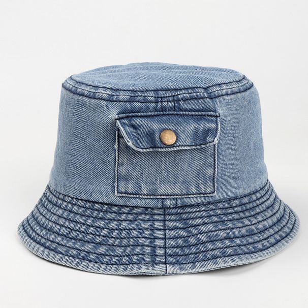 Hot Sale New Custom Foldable Fisherman Hat Women Vintage Denim Small Pocket Short Eaves Bucket Hats Outdoor Wide Brim Panama Cap_mkmklike.com