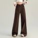 Coffee Colored High-Waisted Wide Leg Jeans for Women Slimming Casual Loose Straight Leg Trousers Trendy Versatile New Style_mkmklike.com