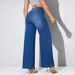 Custom Made Women's Wide Leg Pants Loose Stretch Denim Straight Leg Slimming Butt Lifting European American Style Ready to Ship_mkmklike.com