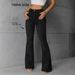 Women's Clothing Women's Flared Jeans High Waist Stretch Denim Pants For Work & Casual Wear - Classic Black Bootcut Trousers With Comfort Fit_mkmklike.com