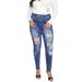 plus Size Women's High Waist Straight Leg Jeans Ripped Denim Hip Hop Style mid Rise Trousers European American Fashion_mkmklike.com