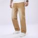 Men's Tan Straight Leg Jeans Street Style Casual Versatile Trousers For All Seasons_mkmklike.com