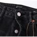 Unisex Y2K High-Waist Flared Jeans, Black-Grey Fade, White Splatter & Scratches, Breathable Summer Style_mkmklike.com