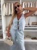 K New Sleeveless Lace Up Vest, Lace Up Wide Leg Jeans, Fashionable Denim Suit For Women_mkmklike.com