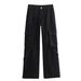 Women's Workwear Straight Leg Jeans - Mid Rise Stretch Denim Pants For Street Style Fashion (Black, Coffee, Peacock Blue)_mkmklike.com