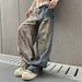 Vintage-Inspired Oversized Washed Distressed Leopard Print Ripped Jeans For Men & Women - Relaxed Fit Wide Leg Streetwear Pants (S-3XL)_mkmklike.com