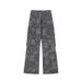 American High Street Fashion Brand Camouflage Rivet Multi-Pocket Cargo Jeans Unisex Loose Flared Wide-Leg Pants_mkmklike.com