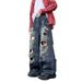 Men's Distressed Flared Jeans High Street Style Washed Wide Leg Trousers New Fashion Whiskered Design_mkmklike.com
