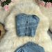 Sweet Cool Hot Girl Suit Skirt Women's Summer Short Denim Tube Bra Vest Top Two-piece Set High Waist A-Line Skirt_mkmklike.com