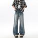 190 Tall Extended Jeans Cleanfit Lightning Crack Men's Trendy Brand Design Straight-leg Micro-pull Pants_mkmklike.com