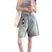 Women's Clothing Denim Shorts Trendy And Versatile Summer Thin New Style High Waist Loose Straight Slimming Shorts_mkmklike.com