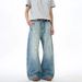 Unisex American Retro Distressed Ripped Washed Denim Jeans Loose Fit Vintage Straight Leg Pants Wide Leg Versatile Instagram Style_mkmklike.com
