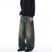 American Classic Washed Cat Whisker Scimitar Jeans Men's And Women's Loose Silhouette Long Pants_mkmklike.com