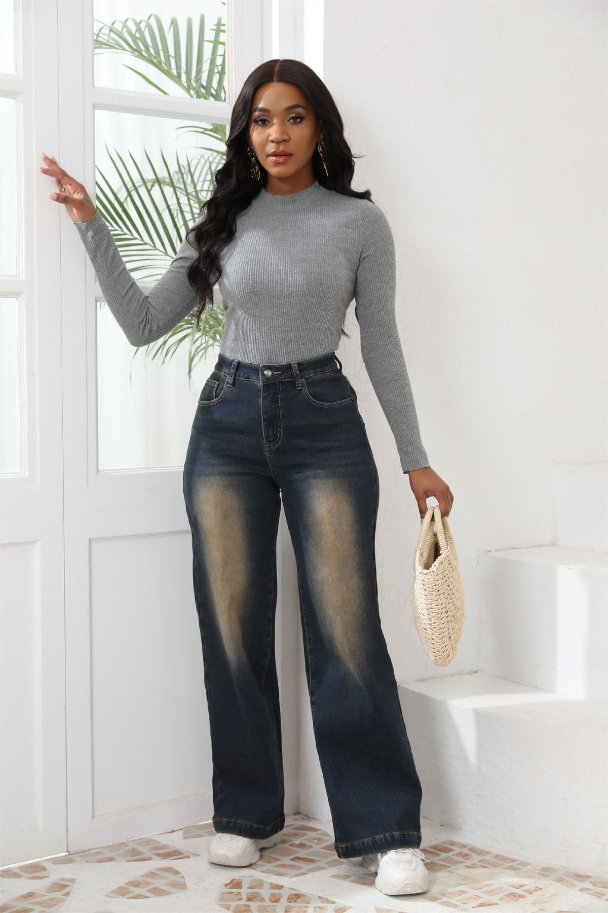 High-Waisted Straight-Leg Jeans For Women – Fleece-Lined, Stretchy & Warm (Light Blue, Navy, Dark Blue, S-2XL)_mkmklike.com