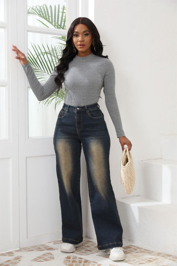 High-Waisted Straight-Leg Jeans For Women – Fleece-Lined, Stretchy & Warm (Light Blue, Navy, Dark Blue, S-2XL)_mkmklike.com