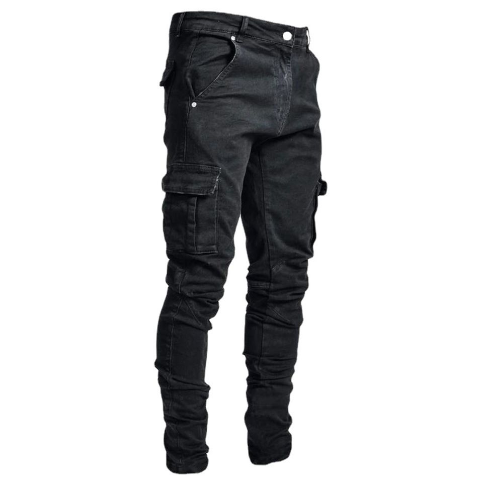 Factory Direct Men's Denim Cloth With Side Pockets Outdoor Jeans Zipper Pencil Pants Casual Pants Casual Men's Jeans_mkmklike.com