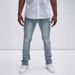 Men's Slim Fit Patchwork Jeans – Distressed Denim With Embroidery & Raw Hem (28-42, Stretch Cotton, Vintage Wash, Skinny Leg, Streetwear Essential)_mkmklike.com