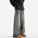 Men's Retro American Style Heavyweight Jeans Loose Straight Leg Spring Summer Trendy Casual Pants_mkmklike.com