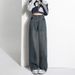Wholesale Women's Color-blocked Jeans For Autumn And Winter, Thick Fleece, Slim Fit, Loose High-waisted, Drapey,_mkmklike.com