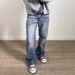 Men's Clothing Distressed Whiskered Dark Blue Jeans Distressed Whisker Dark Blue Cleanfit Jeans Slim Straight Leg With Subtle Flare Retro Denim Pants_mkmklike.com