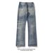 Lightning Pattern Flared Jeans For Men, Trendy Brand New Washed Retro Loose Straight Slim High Street Cool Long Pants_mkmklike.com