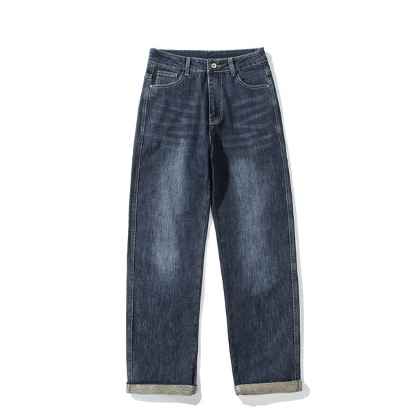 Men's Clothing Men's Relaxed Straight-Leg Jeans - Vintage Washed Denim Pants For Casual & Streetwear (Blue-Gray, Black, Fleece-Lined Options)_mkmklike.com