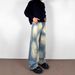 Men's Clothing High Street Tie Dyed Gradient Washed Jeans For Men And Women Retro Vibe Dirty Dyed Loose Straight Flared Wide Leg Pants_mkmklike.com