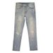 Men's Distressed Washed Jeans - Vintage Light Blue Ripped Slim Straight Denim Pants With Artistic Splatter & Stretch Comfort_mkmklike.com