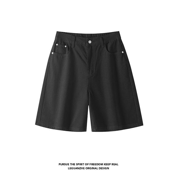 American Retro Solid Color Versatile Men's Summer Shorts, Pure Cotton, Comfortable, Trendy, Stylish, Loose, Casual,_mkmklike.com