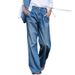 Women's clothing Nostalgic Jeans for Women Cross-border New Style High Waist Slim Wide Leg Pants Loose Floor Sweatpants Denim Trousers_mkmklike.com