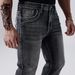 Men's Stretch Jeans - Slim Fit, Comfortable & Stylish For Cycling & Streetwear (S-2XL, Black-Grey)_mkmklike.com