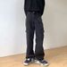 Vintage Street Neutral Pendant Lazy Big Pocket Tooling Jeans Men's Loose Straight Wide Legs Wide Feet Daddy Pants_mkmklike.com