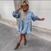 Women's Clothing Russian Women's Clothing New Spring And Summer Shirt Button Denim Long Sleeved Dress Loose_mkmklike.com