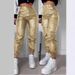 Women's Clothing Motorcycle Zipper Pleated Pocket Fashion PU Casual Patch Pocket Tight Leg Pants_mkmklike.com