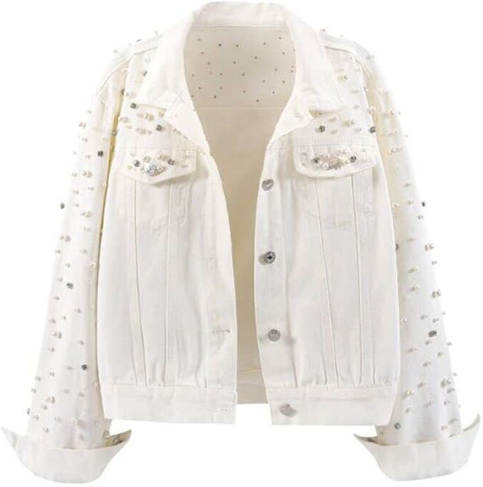 K New Heavy Industry Diamond Studded Rivet Long Sleeve Loose And Slim Fashion Denim Jacket For Women_mkmklike.com