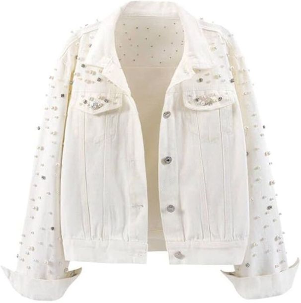 K New Heavy Industry Diamond Studded Rivet Long Sleeve Loose And Slim Fashion Denim Jacket For Women_mkmklike.com