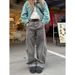 American Retro Washed Bamboo Deconstruction Loose Scimitar Jeans Men's Wide-leg Casual Trousers_mkmklike.com