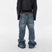 Men's Trendy Y2K American Style Jeans High Street Washed Slim Fit Straight Leg Long Pants_mkmklike.com
