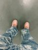 Totem Faded Design Jeans High Street Hiphop Retro Distressed Straight Pants American Niche Pants European_mkmklike.com