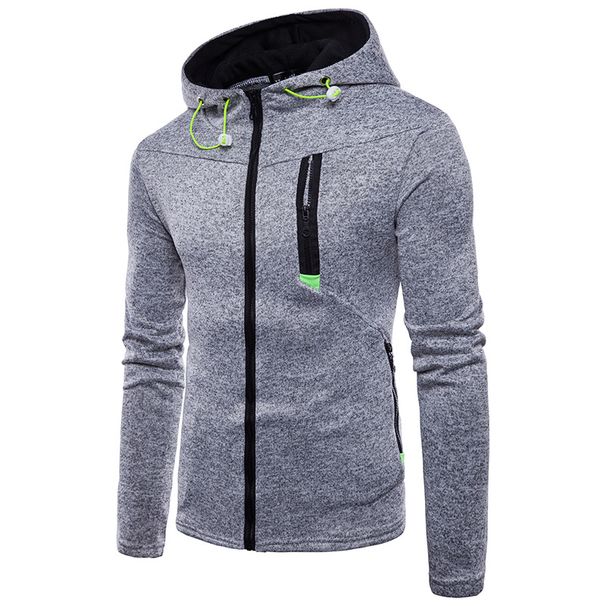 Men's Clothing Spring New Men's Sports Leisure Jacquard Sweater Fleece Cardigan Hooded Jacket_mkmklike.com