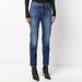 Women's Clothing Gray And Dark Blue High Waist Straight Nine Point Jeans For Women In Autumn With Asymmetric Trouser Legs_mkmklike.com