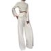 Women's clothing border high collar solid color navel exposed sweet and spicy loose wide leg suit for women_mkmklike.com