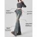 High-waisted And Slightly Pulled Jeans For Women's 2026 Summer Trend Versatile Bow Design Sense Slim-fitting And Thin Flared Trousers_mkmklike.com